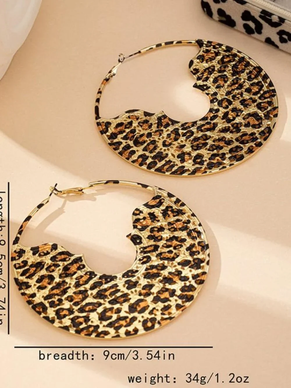 Print Earrings for Women Vintage Leopards Print Hoop Earrings 90s Large Bamboo